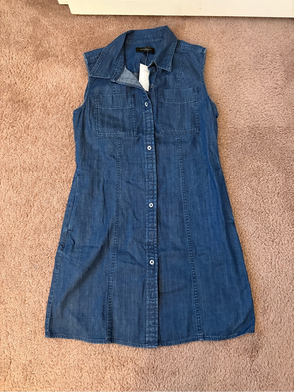 Banana Republic Sleeveless Denim Shirt Dress - Blue